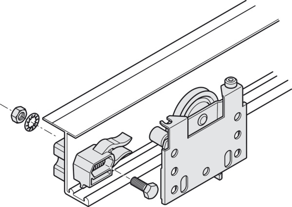 Slido F-Li42 50А компл.для 2 дверей,16-22мм с амортизат.с одной стороны